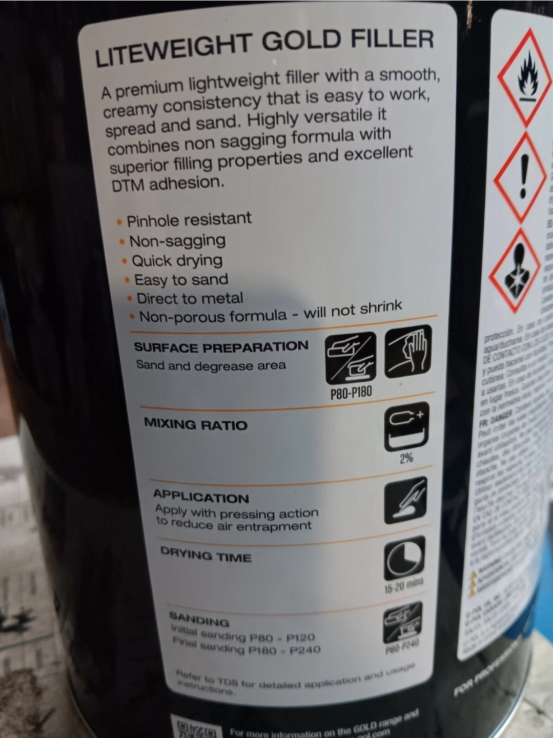 UPOL UP0745, Gold Lightweight Filler 3L