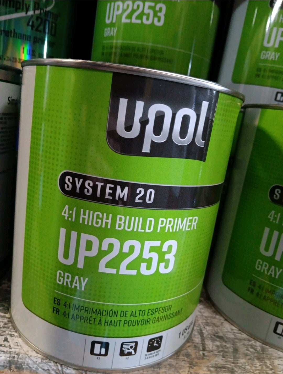 U-POL 2253 2K 4:1 GL Gray High Build Urethane Primer W/Med,slow or Fast